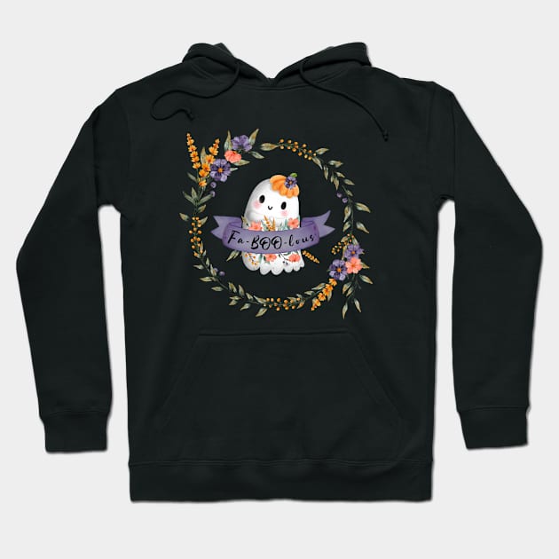 Fa -BOO-lous Ghost with flowers Hoodie by Catmaleon Design